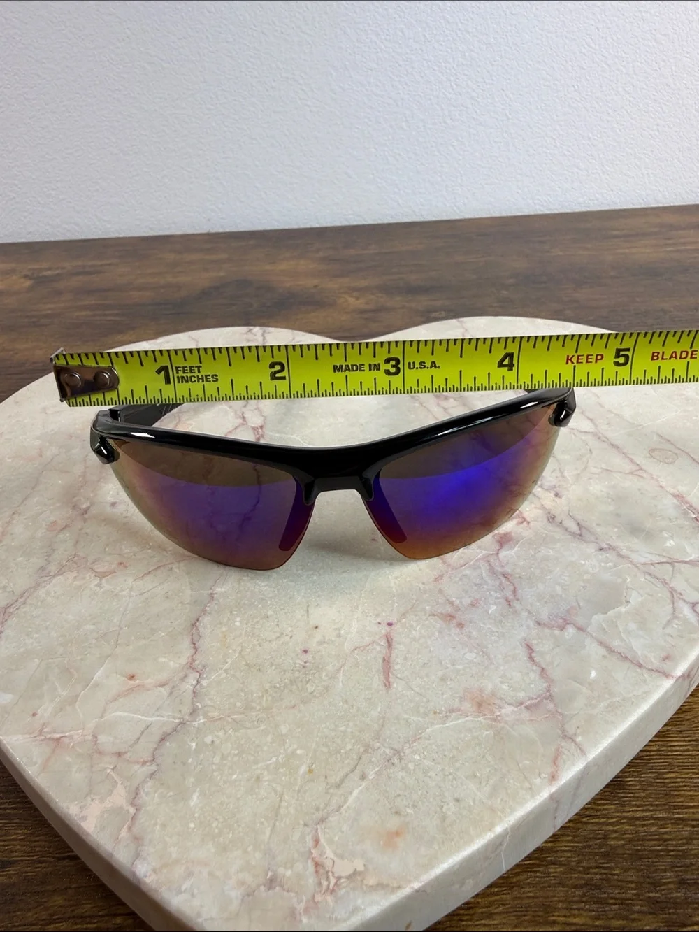 Men's Black Sports Sunglasses with Blue Mirrored Lenses